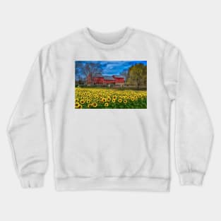 Sunflower Field Country Landscape Crewneck Sweatshirt